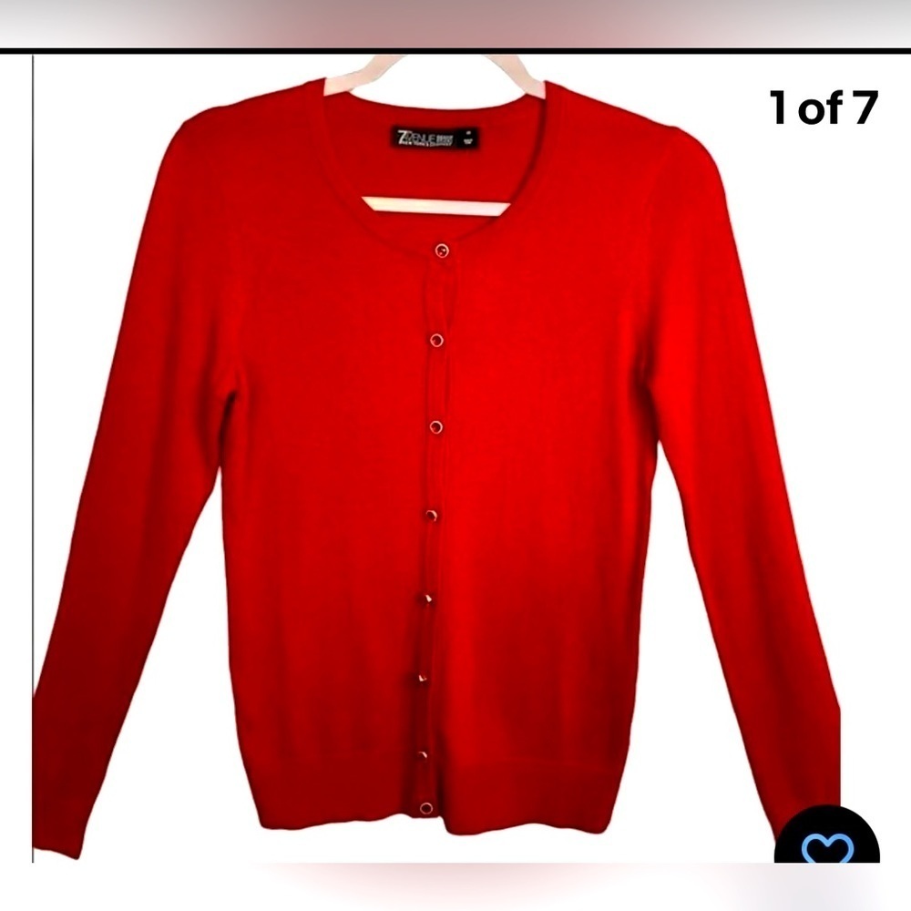 7TH Avenue Design Studio Womens Red Button Up Cardigan. XS NWT​